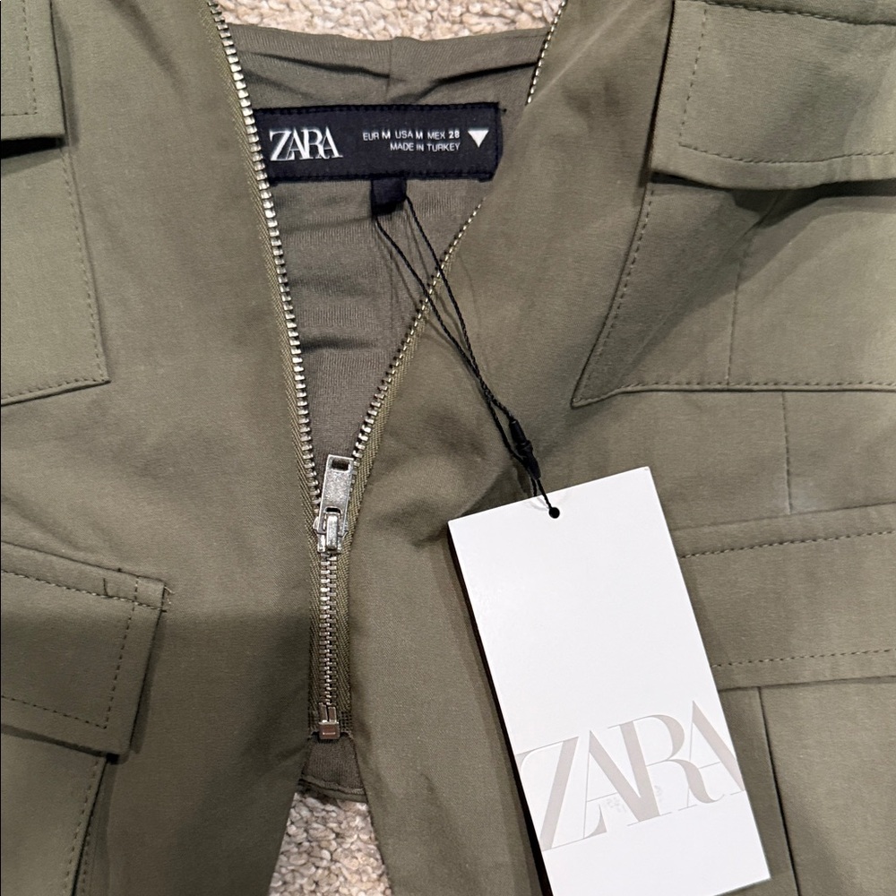 Zara Olive Green Utility Crop Top - Picture 2 of 5